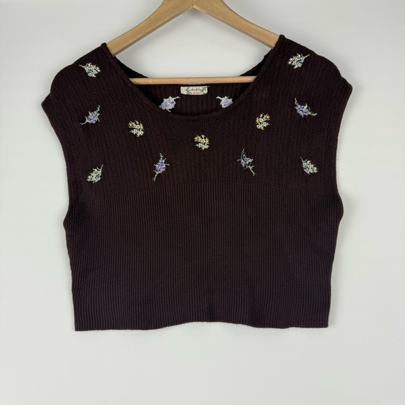 Free People Intimately Women’s Small Embroidered Floral Knit Tank – Plum - Picture 1 of 5